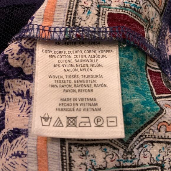 Akemi + Kin Anthropologie Maite navy blue multicolor tunic top size S - Picture 9 of 13